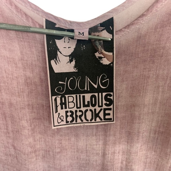 Young Fabulous & Broke Womens Side Drawstring Tie Tank Top Sz Medium Mauve - Picture 8 of 8